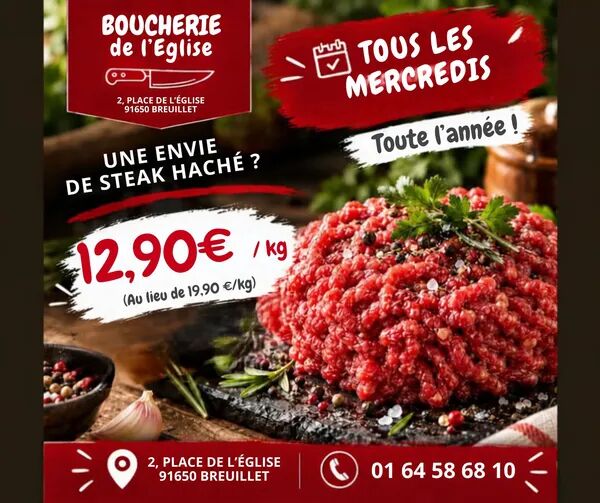 Promotion steak haché chaque mercredi