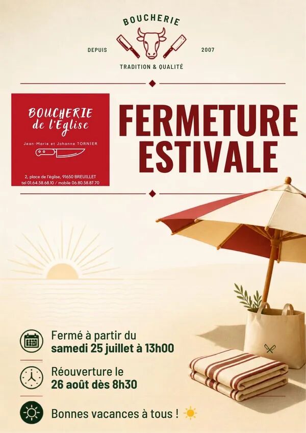 Fermeture imminente pour congés d'été